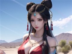 沙漠里的敦煌风AI美女唯美人体色图