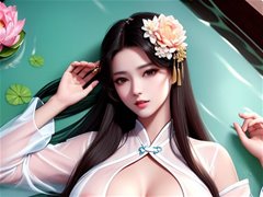 AI生成古风潭边的美女风姿卓然令人神往2