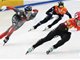 中国队男子5000米接力摘金 林孝埈跪冰面庆祝