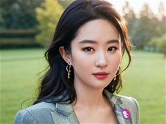 公园里牛仔裤半裸上身的AI换脸美女