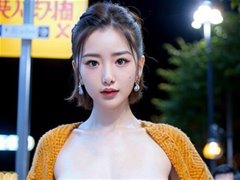娇艳可爱的AI小美女街头的福利图