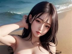 度假风海岛上的AI美女大晒美腿好身材